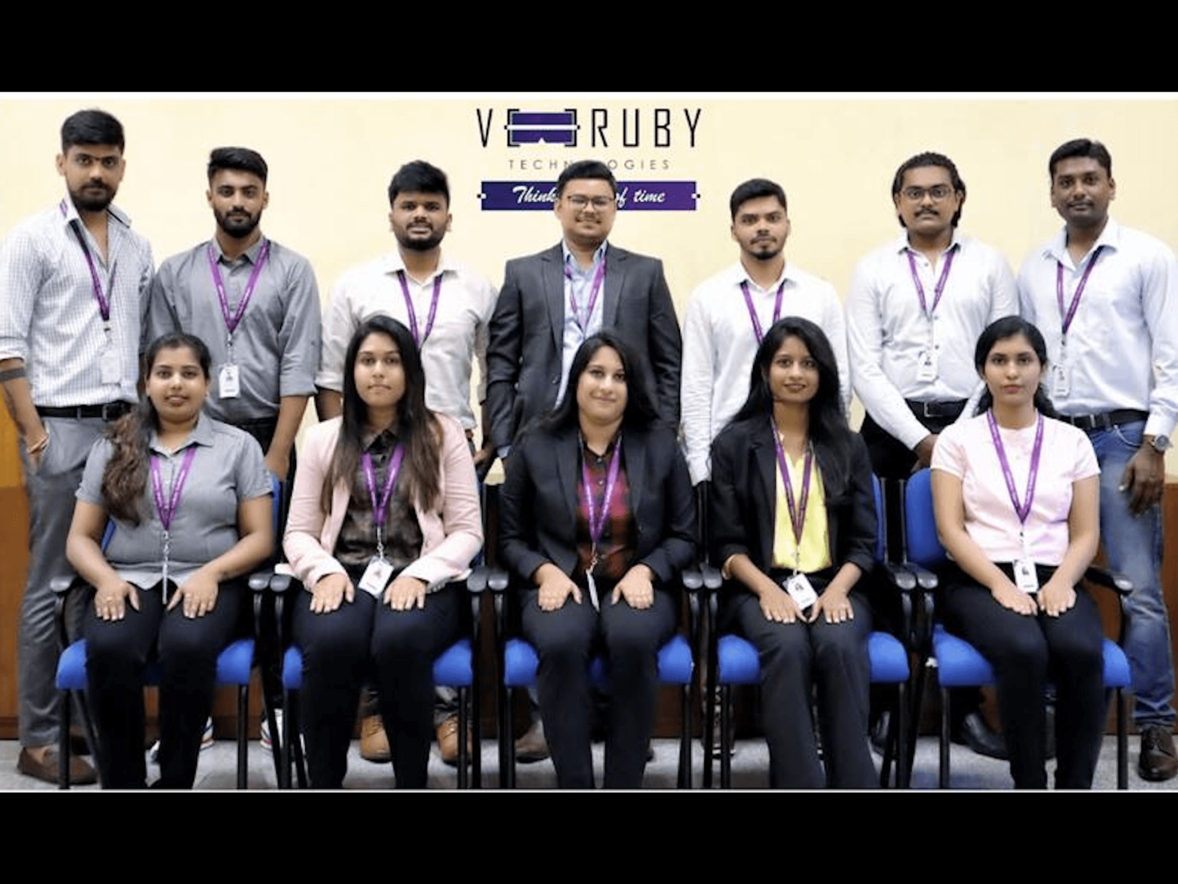 VeeRuby Technologies team members posing together, representing early XR and AI system development and collaborative innovation.